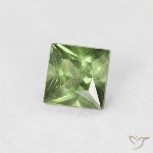 Saphir Vert moyen naturelle Carré, 0.20 ct, VS