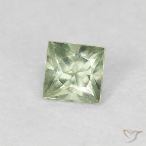 Saphir Vert clair naturelle Carré, 0.20 ct, VS