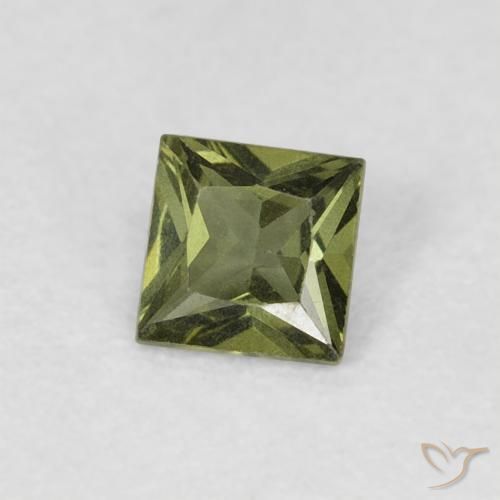 Saphir Vert forêt chaud naturelle Carré, 0.33 ct, VS