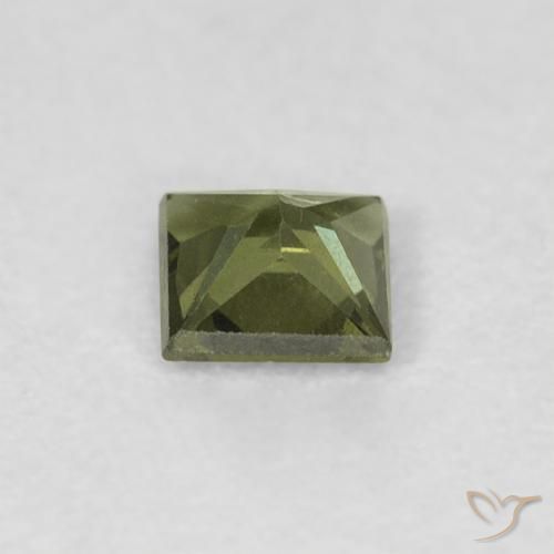 Saphir Vert forêt chaud naturelle Carré, 0.33 ct, VS