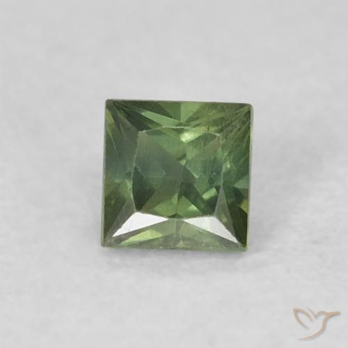 0.33ct Naturel Vert terreux Saphir, Carré, VS