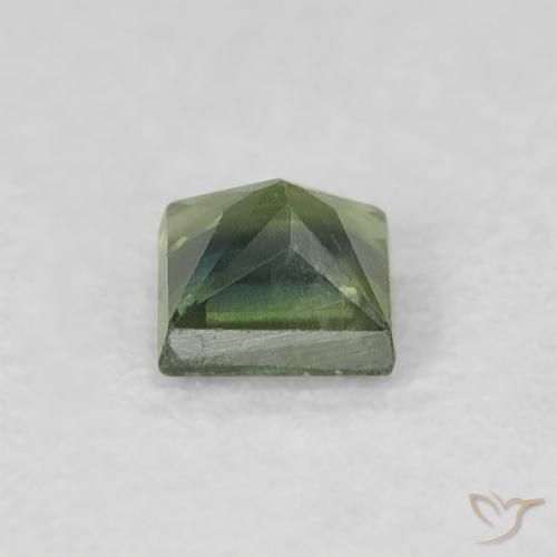 Saphir Vert terreux naturelle Carré, 0.33 ct, VS
