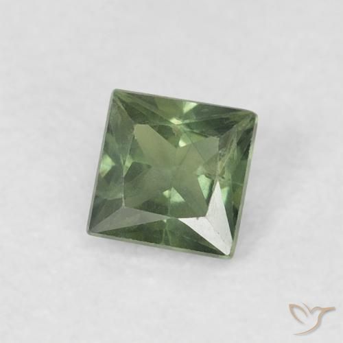 Saphir Forêt verte naturelle Carré, 0.31 ct, VS