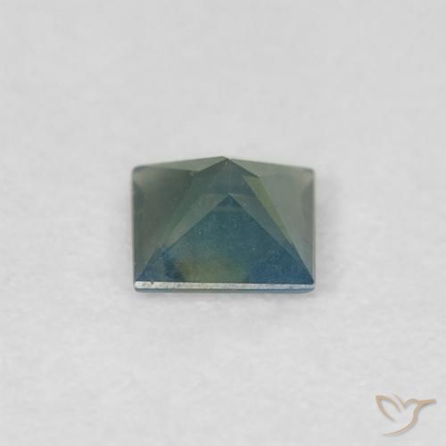 Saphir Vert foncé naturelle Carré, 0.32 ct, VS