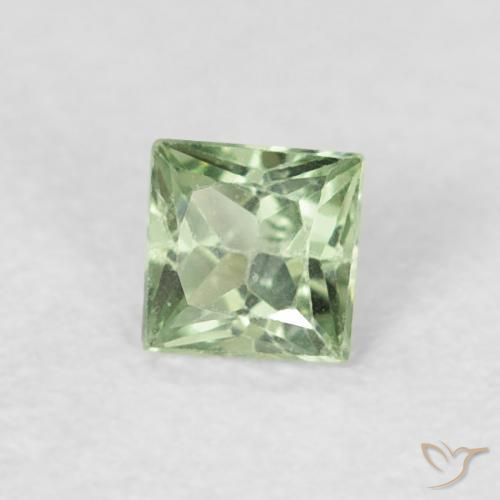 Saphir Vert clair naturelle Carré, 0.18 ct, VS
