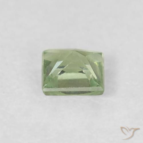 Saphir Vert poire pâle naturelle Carré, 0.21 ct, VS