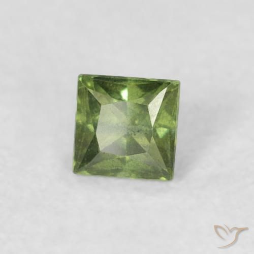 Saphir Vert moyen naturelle Carré, 0.24 ct, VS