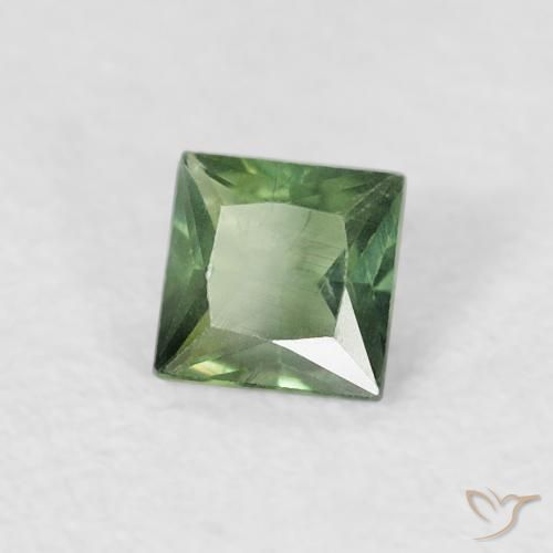 Saphir Vert moyen naturelle Carré, 0.33 ct, VS