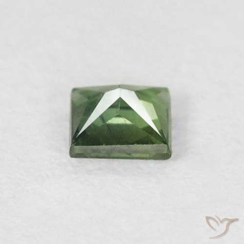 Saphir Vert moyen naturelle Carré, 0.33 ct, VS