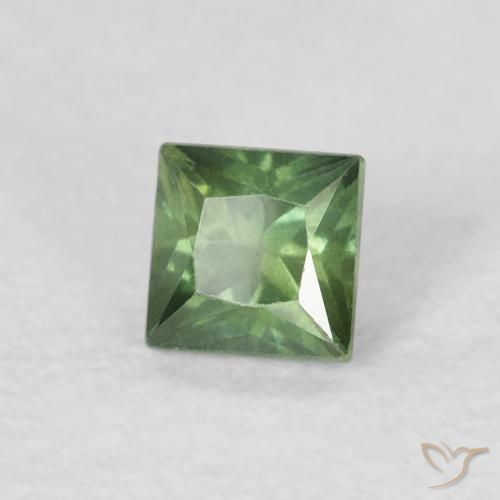 Saphir Vert foncé naturelle Carré, 0.40 ct, VS