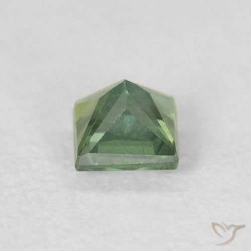 Saphir Vert foncé naturelle Carré, 0.40 ct, VS