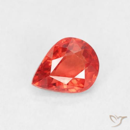 Saphir Orange rouge intense naturelle En forme de poire, 0.47 ct, VVS-VS