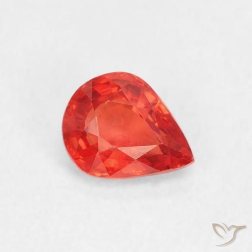 Saphir Orange rouge intense naturelle En forme de poire, 0.47 ct, VVS-VS