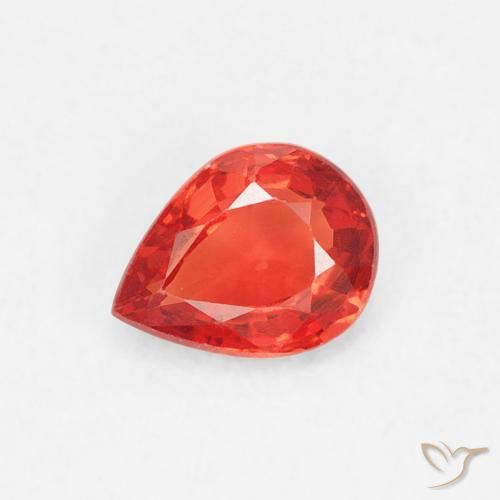 Saphir Rouge-orange cramoisi vif naturelle En forme de poire, 0.41 ct, VVS-VS