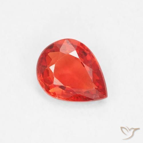 Saphir Rouge-orange cramoisi vif naturelle En forme de poire, 0.41 ct, VVS-VS