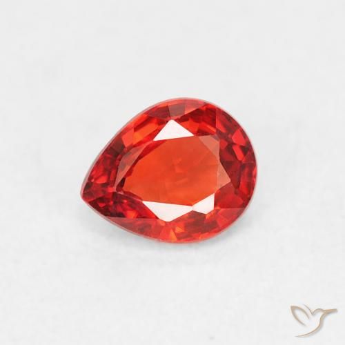 0.42ct Naturel Rouge-orange cramoisi vif Saphir, En forme de poire, VVS-VS