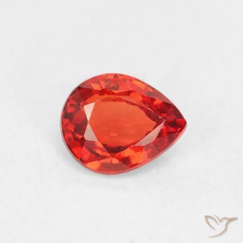 Saphir Rouge-orange cramoisi vif naturelle En forme de poire, 0.42 ct, VVS-VS