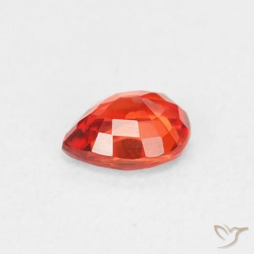 Saphir Rouge-orange cramoisi vif naturelle En forme de poire, 0.42 ct, VVS-VS