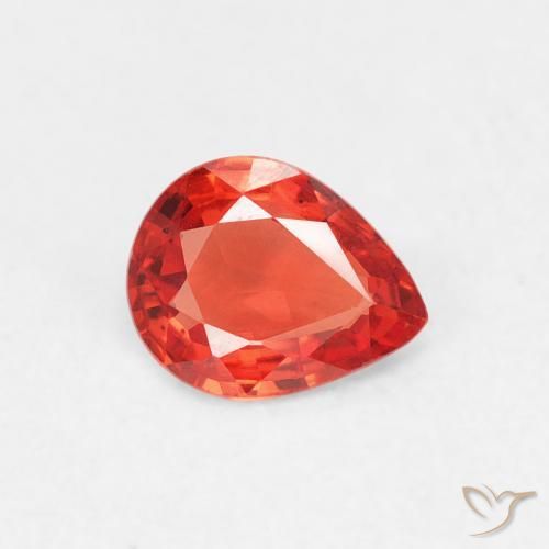 Saphir Orange rouge intense naturelle En forme de poire, 0.37 ct, VVS-VS