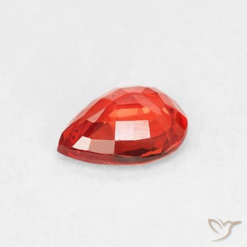 Saphir Orange rouge intense naturelle En forme de poire, 0.37 ct, VVS-VS
