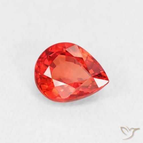 Saphir Rouge-orange cramoisi vif naturelle En forme de poire, 0.43 ct, VVS-VS