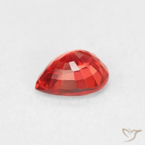 Saphir Rouge-orange cramoisi vif naturelle En forme de poire, 0.43 ct, VVS-VS