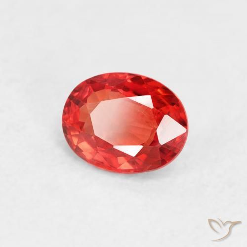 Saphir Orange rouge intense naturelle ovale, 0.42 ct, VVS-VS