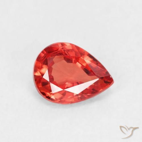 Saphir Orange rouge intense naturelle En forme de poire, 0.39 ct, VVS-VS