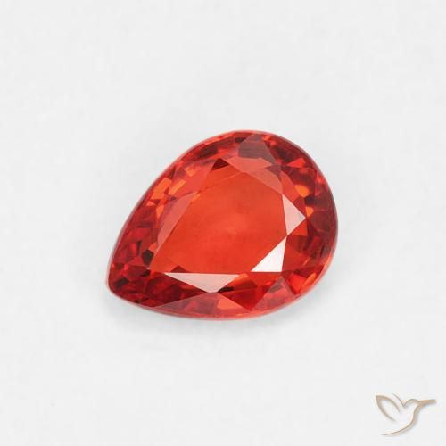 Saphir Orange rouge intense naturelle En forme de poire, 0.38 ct, VVS-VS