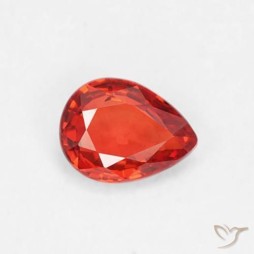 Saphir Orange rouge intense naturelle En forme de poire, 0.38 ct, VVS-VS