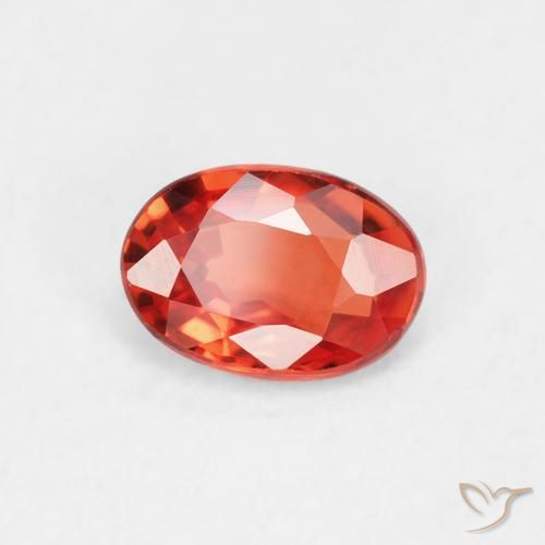 Saphir Orange rougeâtre naturelle ovale, 0.61 ct, VVS-VS