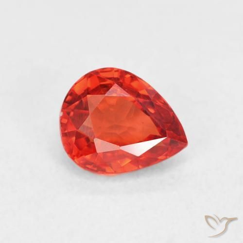 Saphir Orange rouge intense naturelle En forme de poire, 0.54 ct, VVS-VS