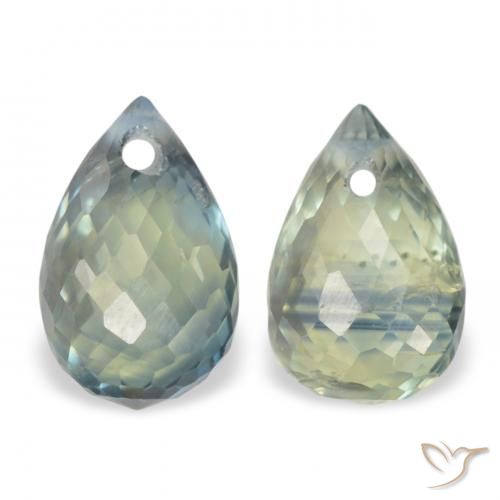 1.74ctw Naturel Vert grisâtre Saphir, Briolette, VS