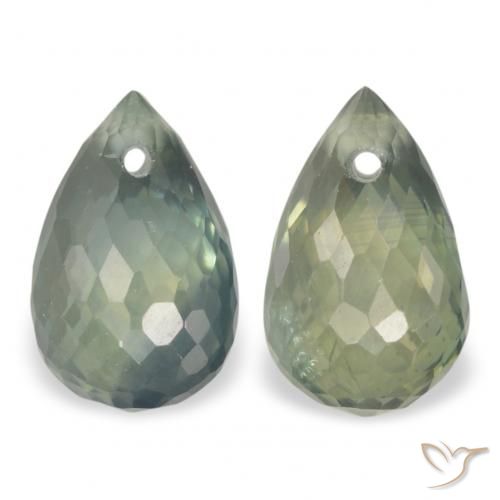 1.58ctw Naturel Bleu vert moyen Saphir, Briolette, VS