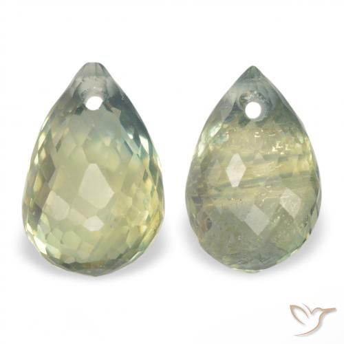 1.49ctw Naturel Vert terre pâle Saphir, Briolette, VS