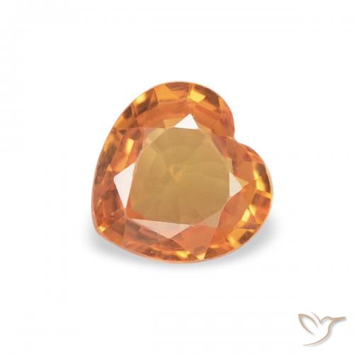 0.38ct Naturel Orange foncé Saphir, Cœur, VVS