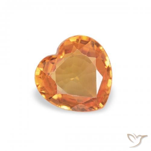 Saphir Orange foncé naturelle Cœur, 0.38 ct, VVS