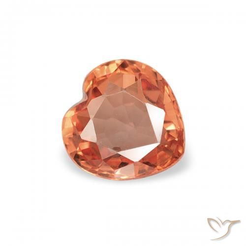 Saphir Orange moyen naturelle Cœur, 0.40 ct, VVS