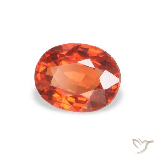 Saphir Orange rougeâtre naturelle ovale, 0.58 ct, VVS