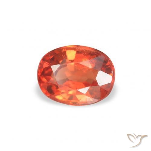 Saphir Orange rougeâtre naturelle ovale, 0.52 ct, VVS