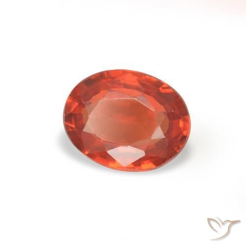 Saphir Orange rougeâtre naturelle ovale, 0.39 ct, VS