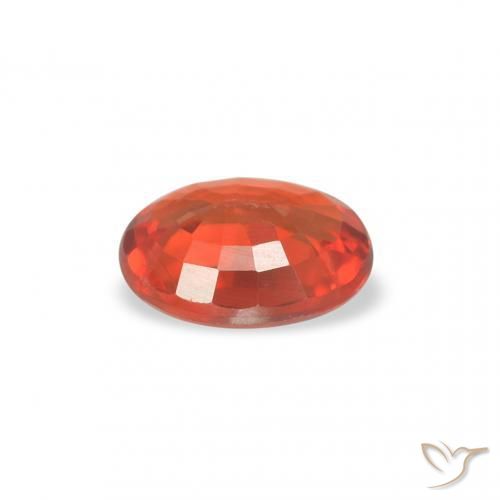 Saphir Orange rougeâtre naturelle ovale, 0.39 ct, VS