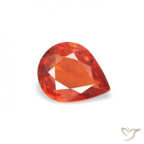 Saphir Orange feu naturelle En forme de poire, 0.45 ct, VS