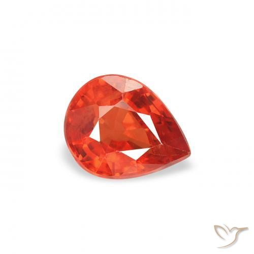 Saphir Rouge intense naturelle En forme de poire, 0.42 ct, VS