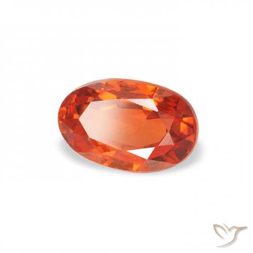 Saphir Orange rougeâtre naturelle ovale, 0.76 ct, VS