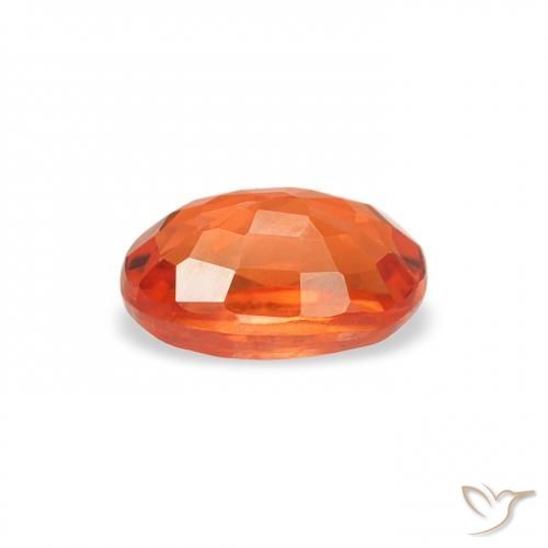 Saphir Orange rougeâtre naturelle ovale, 0.76 ct, VS