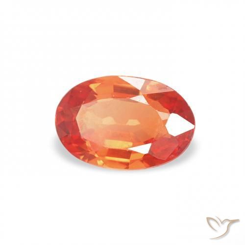 Saphir Orange feu naturelle ovale, 0.56 ct, VS