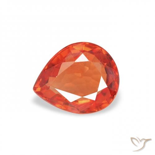Saphir Orange rougeâtre naturelle En forme de poire, 0.67 ct, VVS