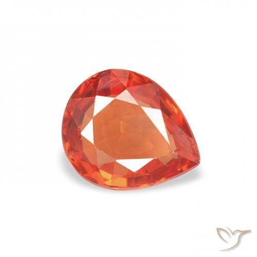 Saphir Orange rougeâtre naturelle En forme de poire, 0.67 ct, VVS