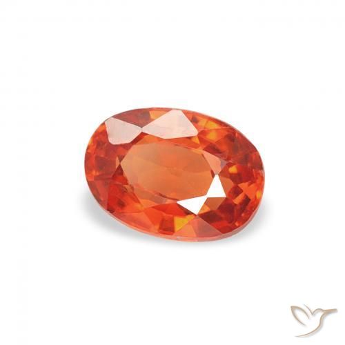 Saphir Orange rougeâtre naturelle ovale, 0.55 ct, VVS-VS